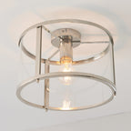 96150 Hopton 1 Light Flush Ceiling Light Nickel Clear