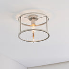 96150 Hopton 1 Light Flush Ceiling Light Nickel Clear