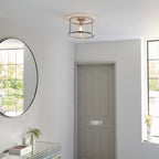 96150 Hopton 1 Light Flush Ceiling Light Nickel Clear