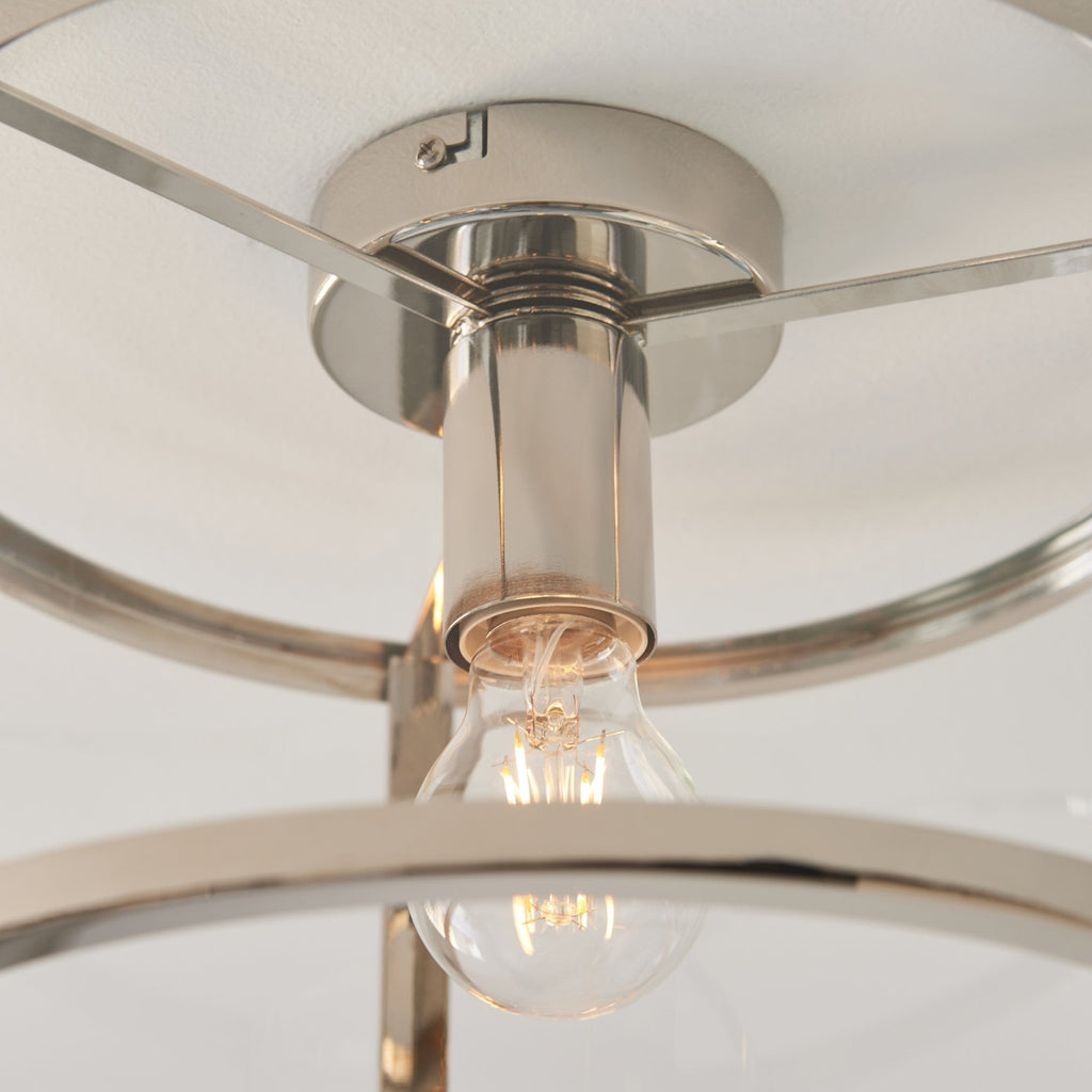 96150 Hopton 1 Light Flush Ceiling Light Nickel Clear