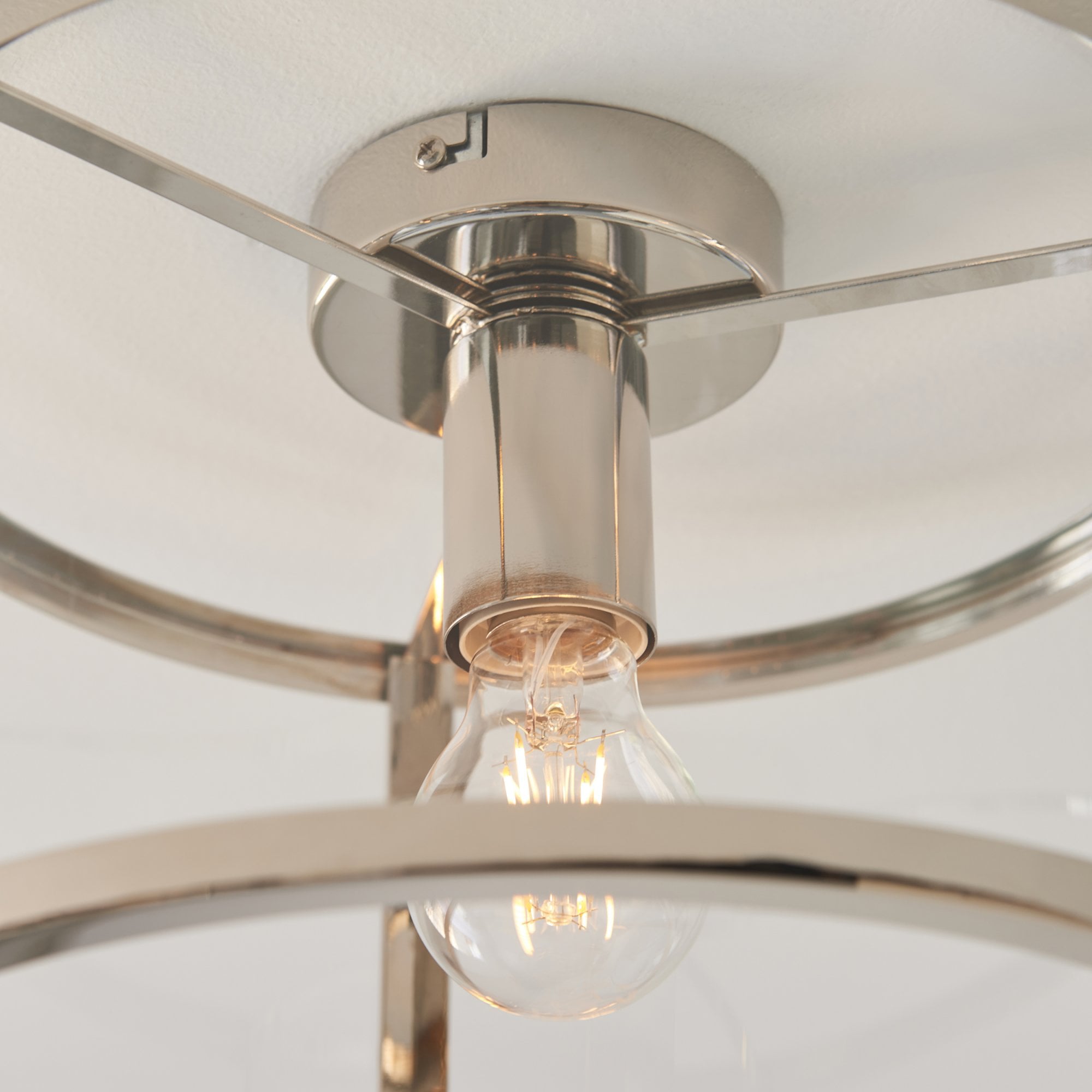 96150 Hopton 1 Light Flush Ceiling Light Nickel Clear