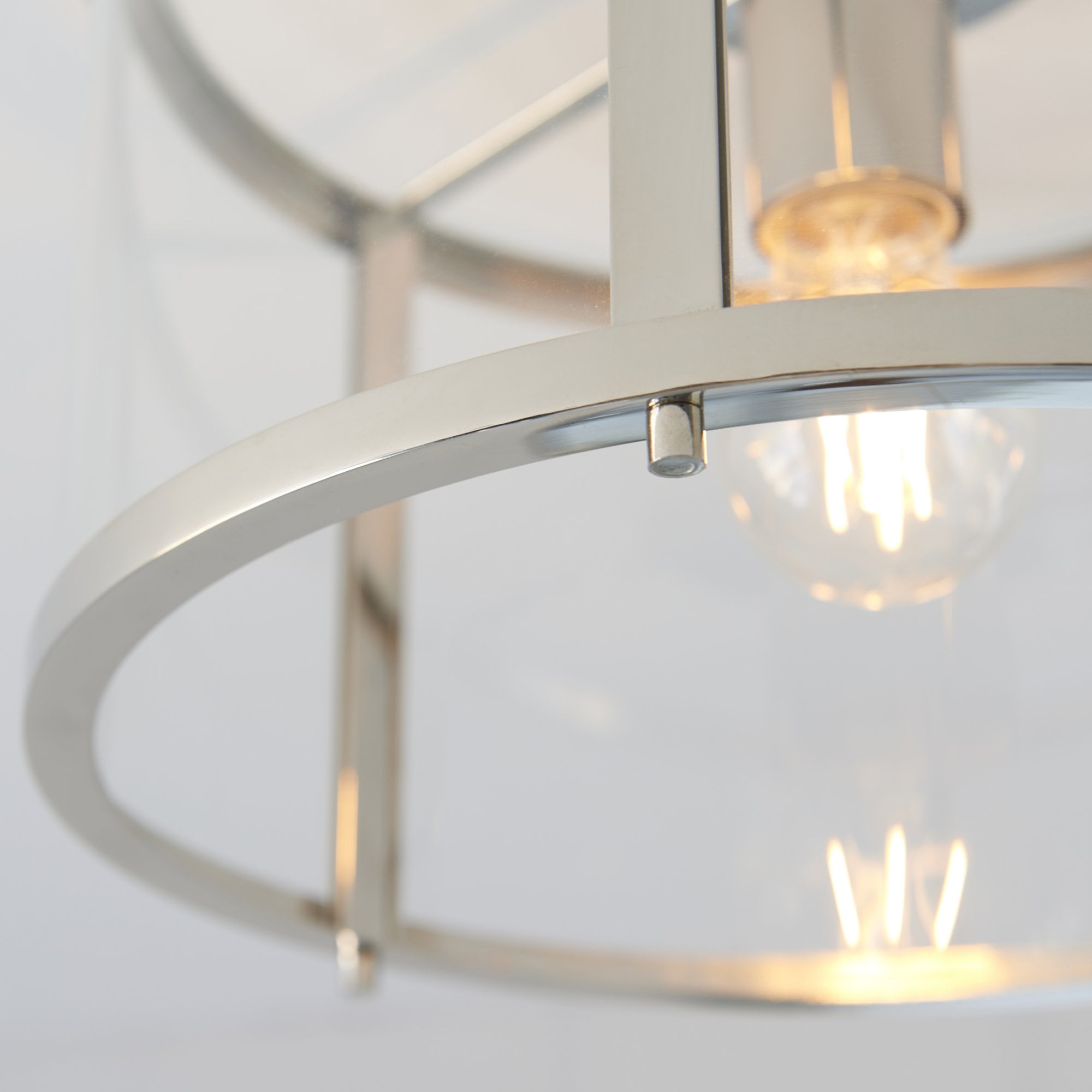 96150 Hopton 1 Light Flush Ceiling Light Nickel Clear