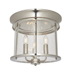 96153 Hampworth 3 Light Flush Ceiling Light Nickel Clear