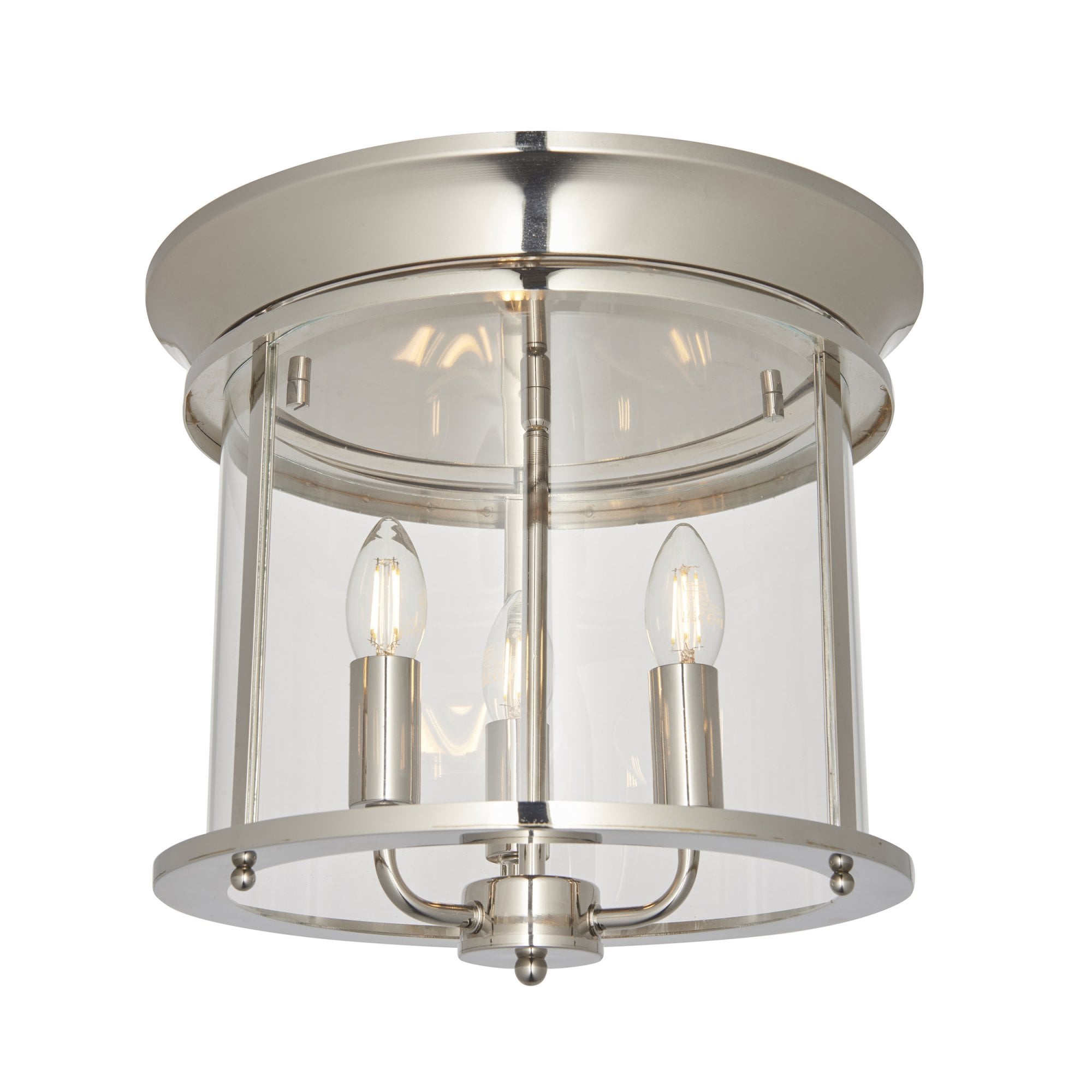 96153 Hampworth 3 Light Flush Ceiling Light Nickel Clear