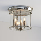 96153 Hampworth 3 Light Flush Ceiling Light Nickel Clear