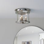 96153 Hampworth 3 Light Flush Ceiling Light Nickel Clear