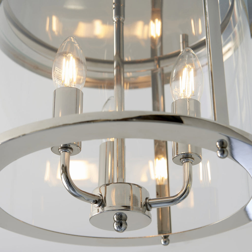 96153 Hampworth 3 Light Flush Ceiling Light Nickel Clear