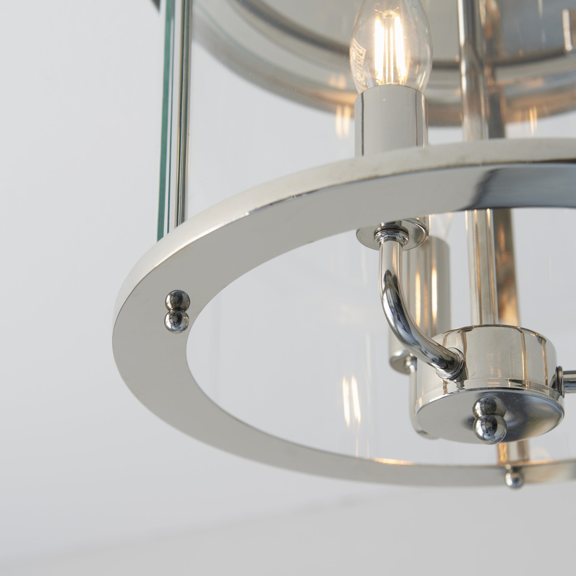 96153 Hampworth 3 Light Flush Ceiling Light Nickel Clear