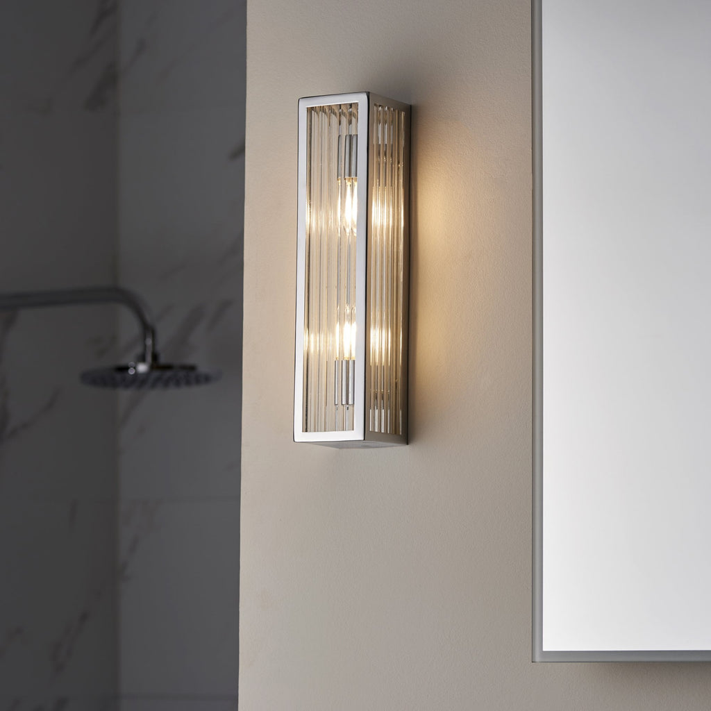 96220 Newham 2 Light Bathroom Wall Light Chrome Clear