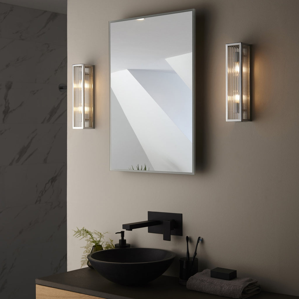 96220 Newham 2 Light Bathroom Wall Light Chrome Clear