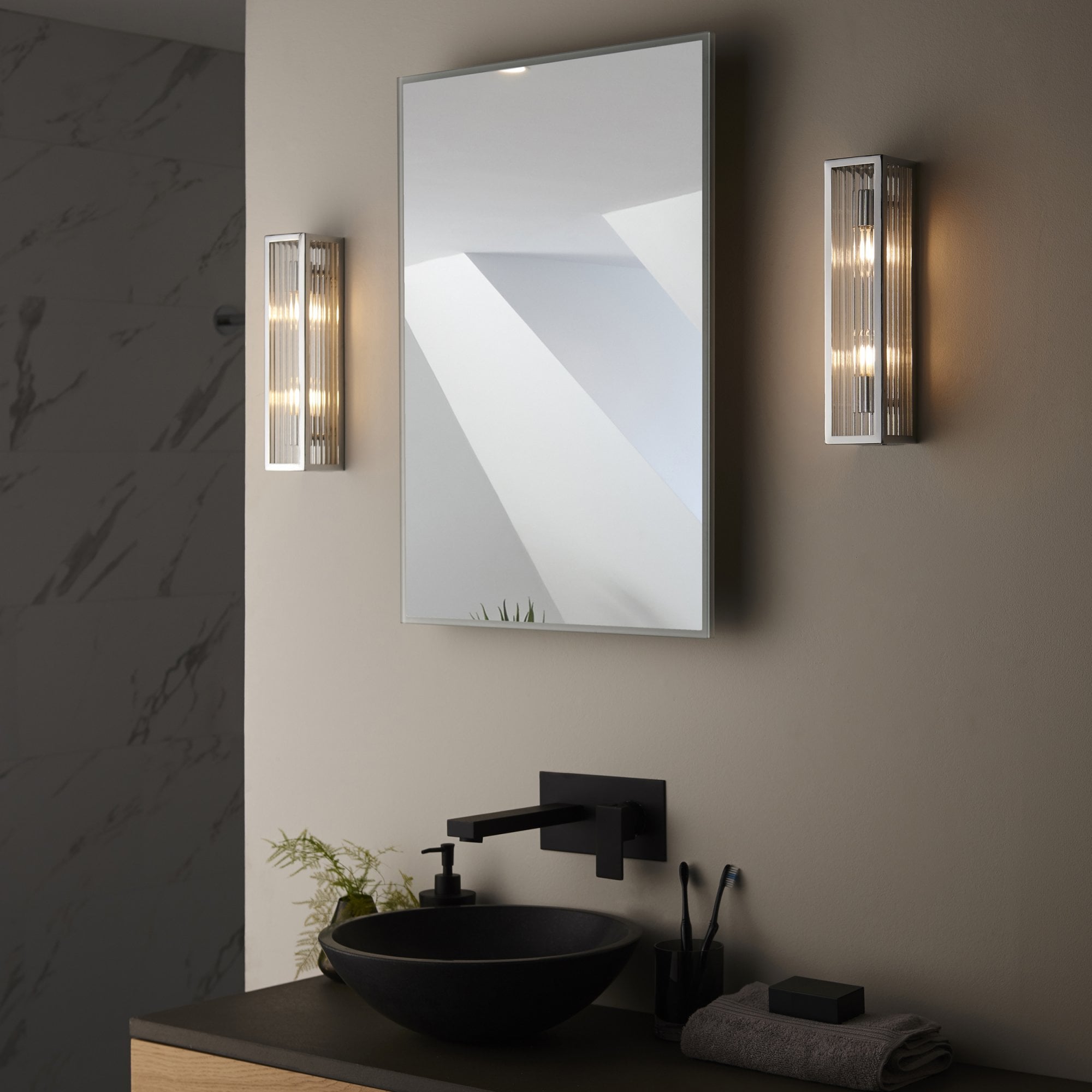 96220 Newham 2 Light Bathroom Wall Light Chrome Clear