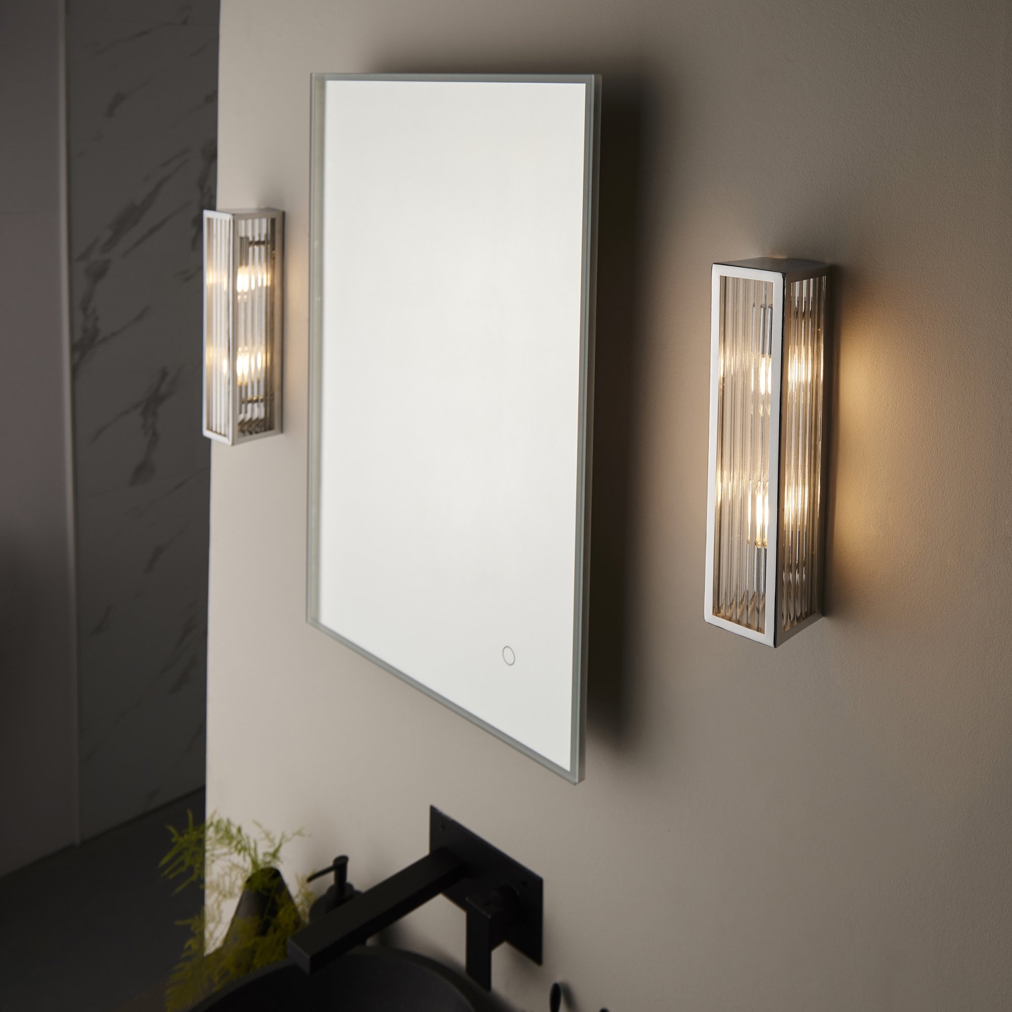 96220 Newham 2 Light Bathroom Wall Light Chrome Clear