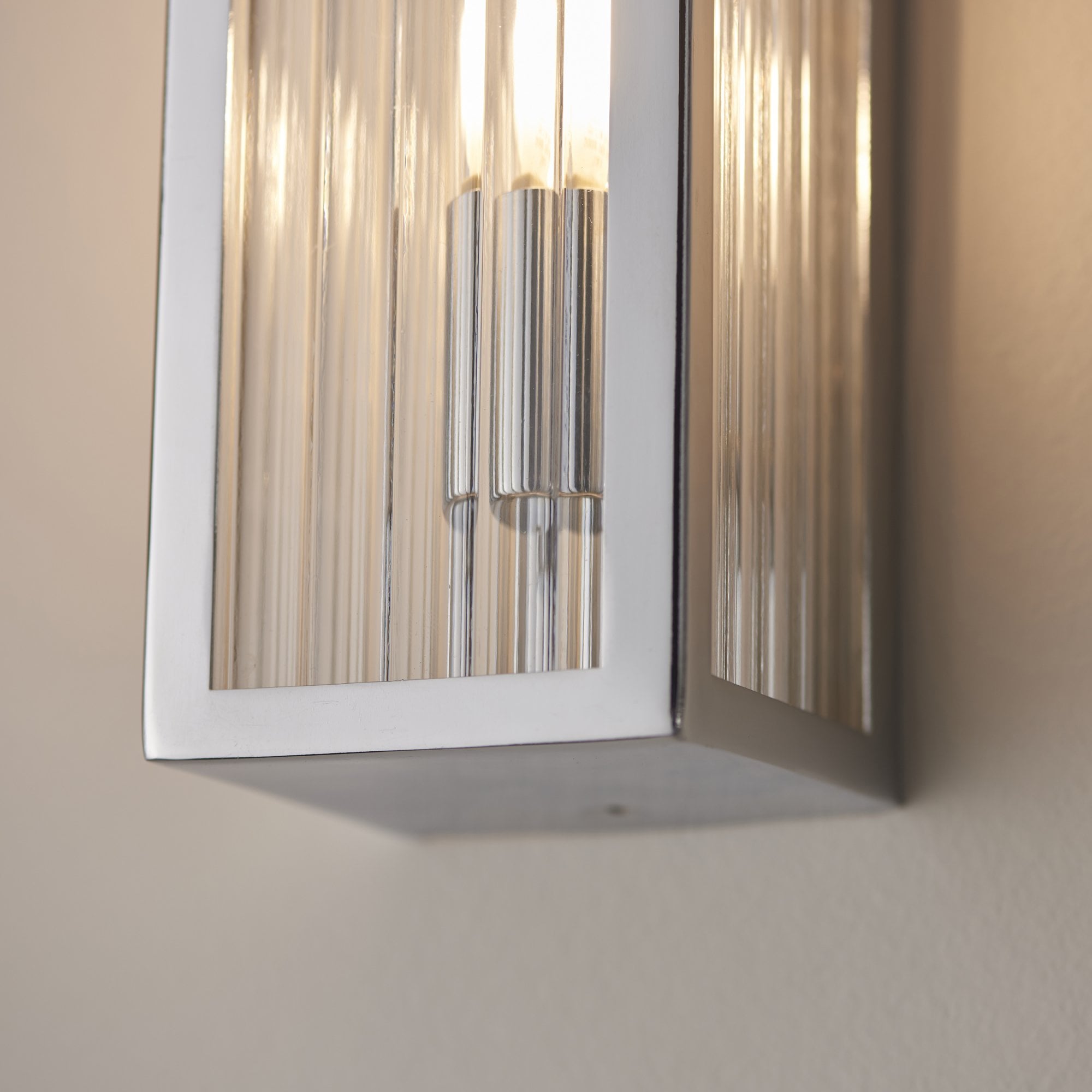 96220 Newham 2 Light Bathroom Wall Light Chrome Clear