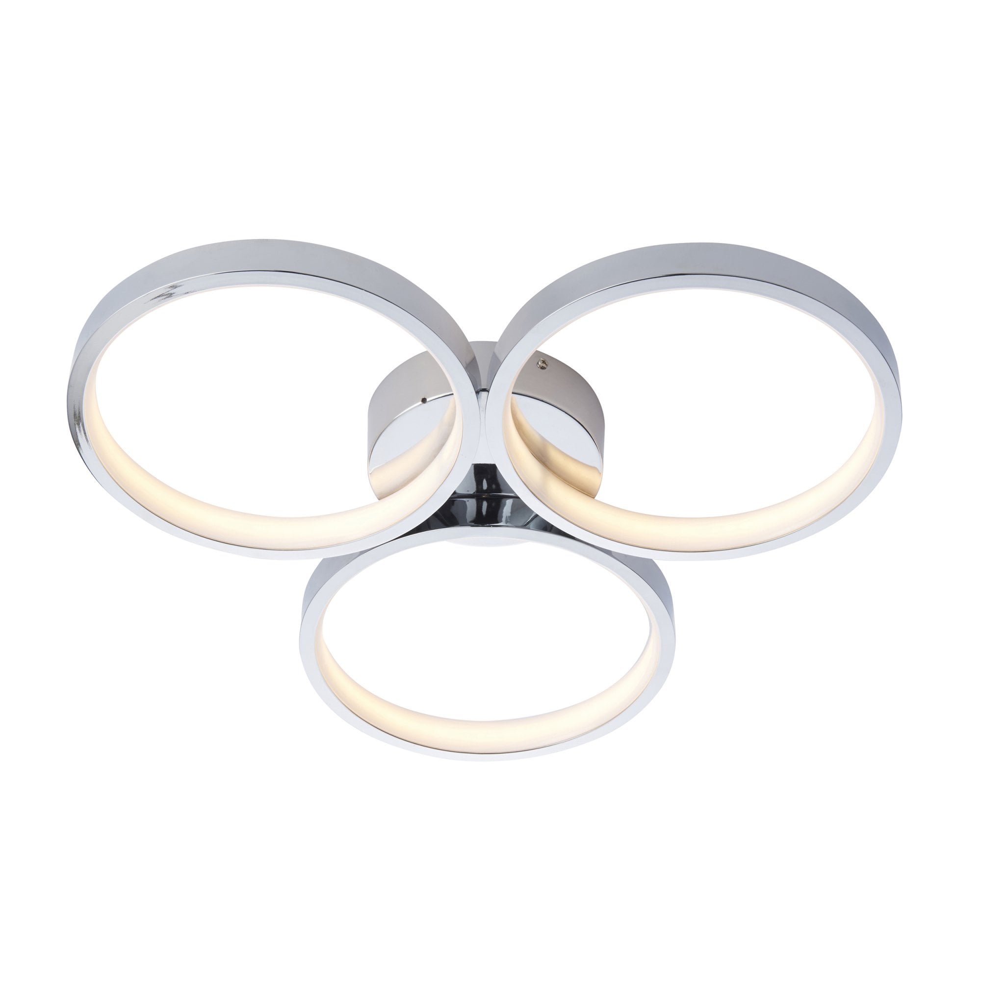 96473 Radius LED 3 Light Bathroom Semi Flush Ceiling Light Chrome White