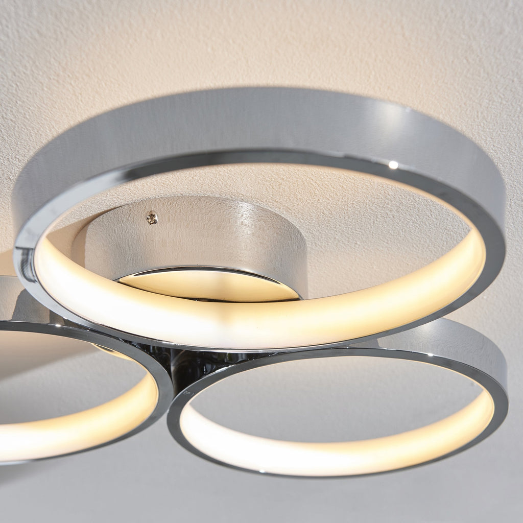 96473 Radius LED 3 Light Bathroom Semi Flush Ceiling Light Chrome White