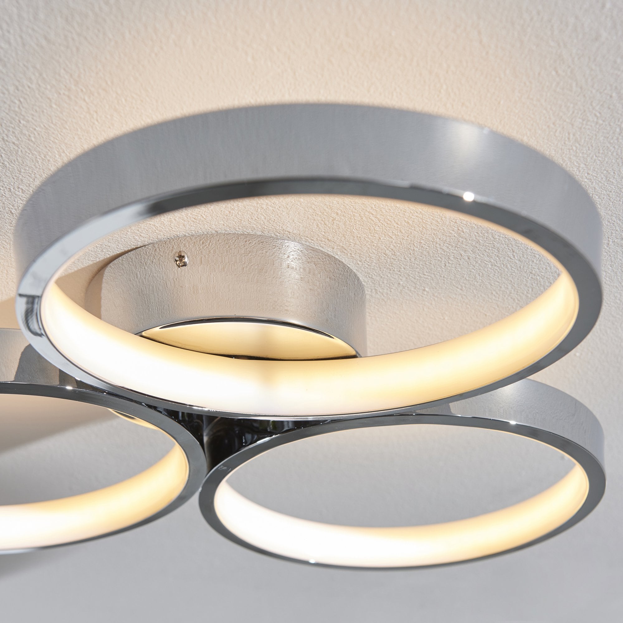 96473 Radius LED 3 Light Bathroom Semi Flush Ceiling Light Chrome White