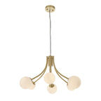 92217 Bloom 6 Light Pendant Brass Opal