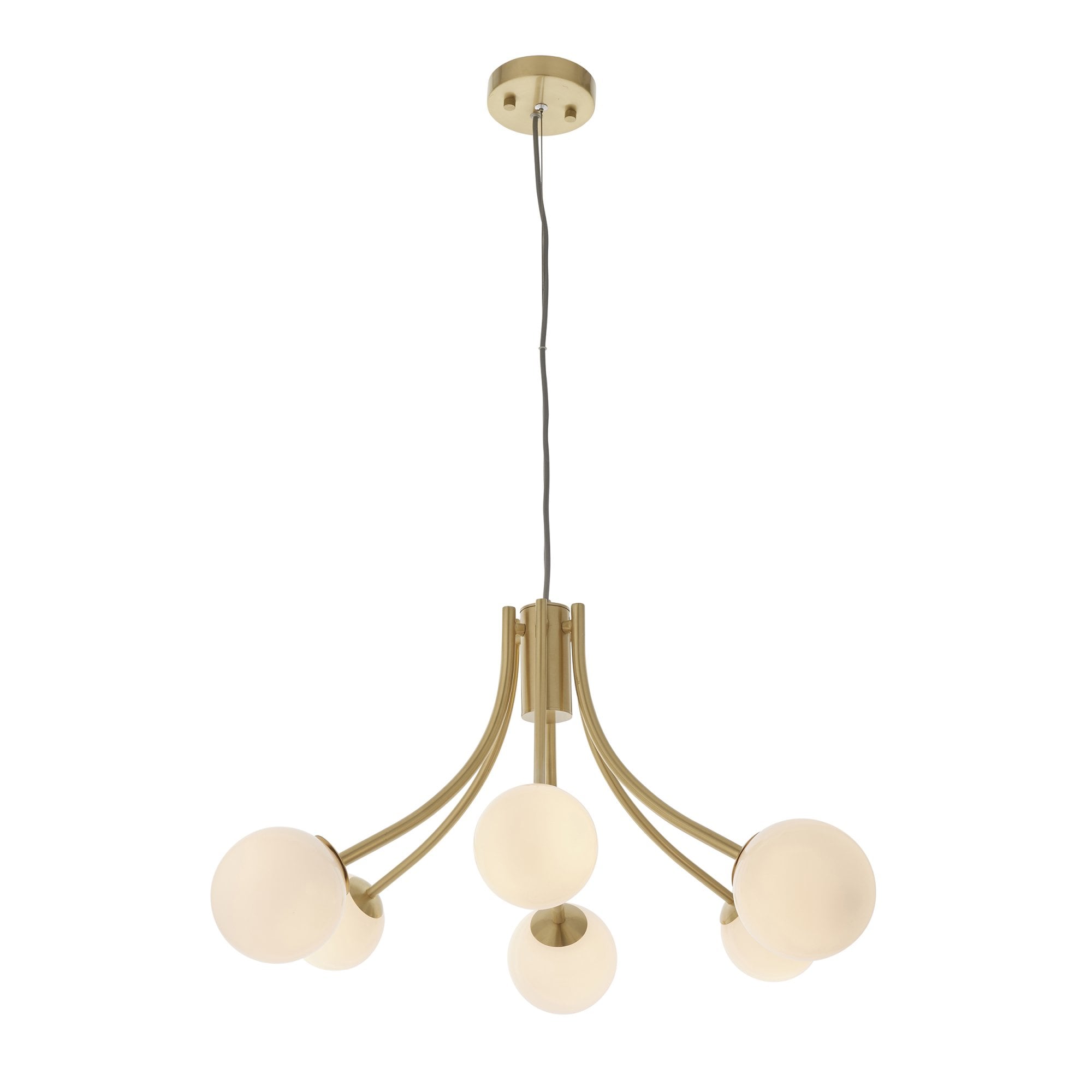 92217 Bloom 6 Light Pendant Brass Opal