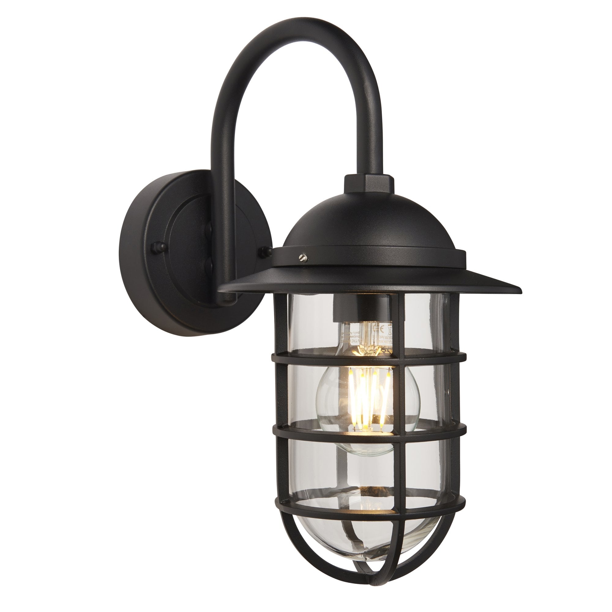 96907 Port 1 Light Outdoor Wall Light Black Clear