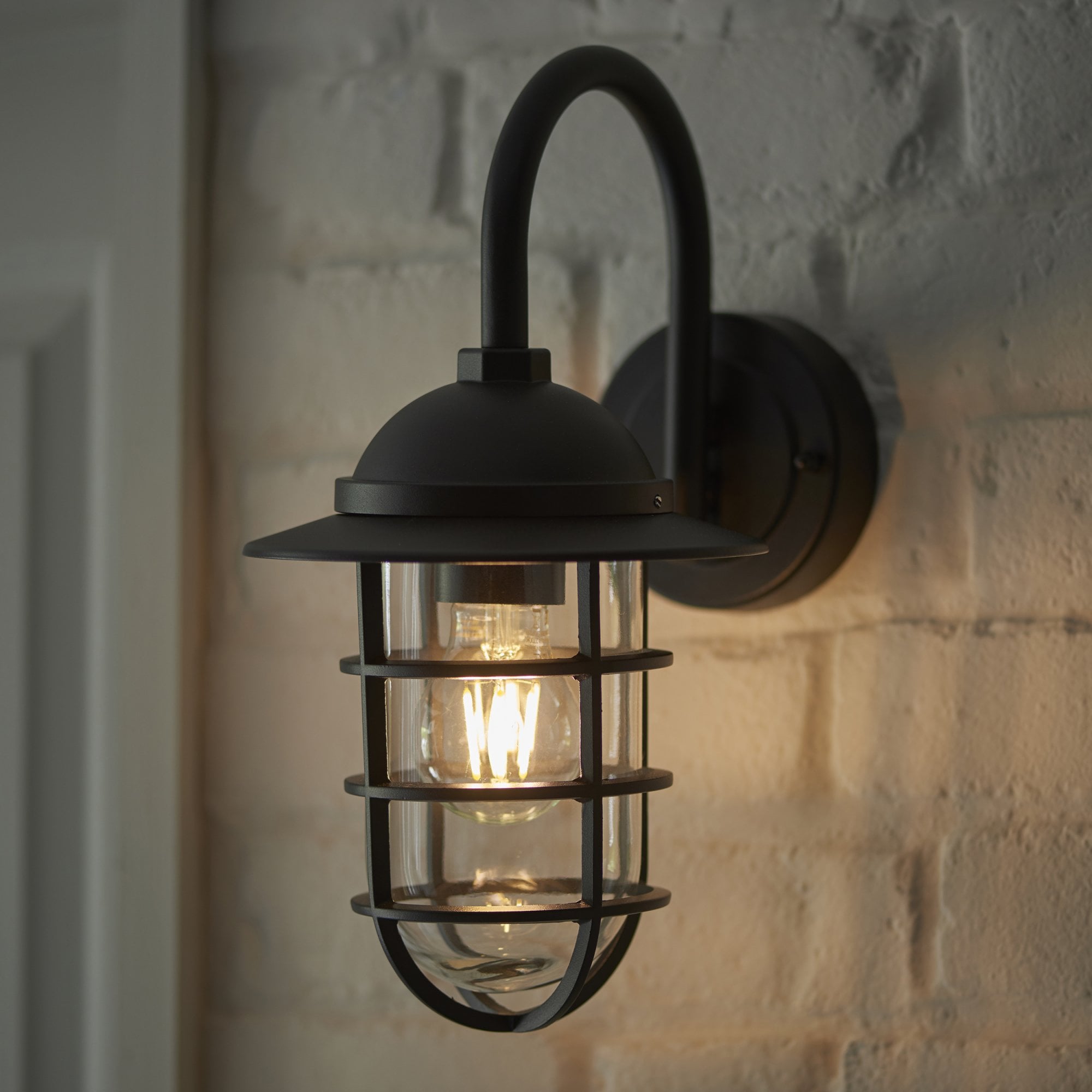 96907 Port 1 Light Outdoor Wall Light Black Clear