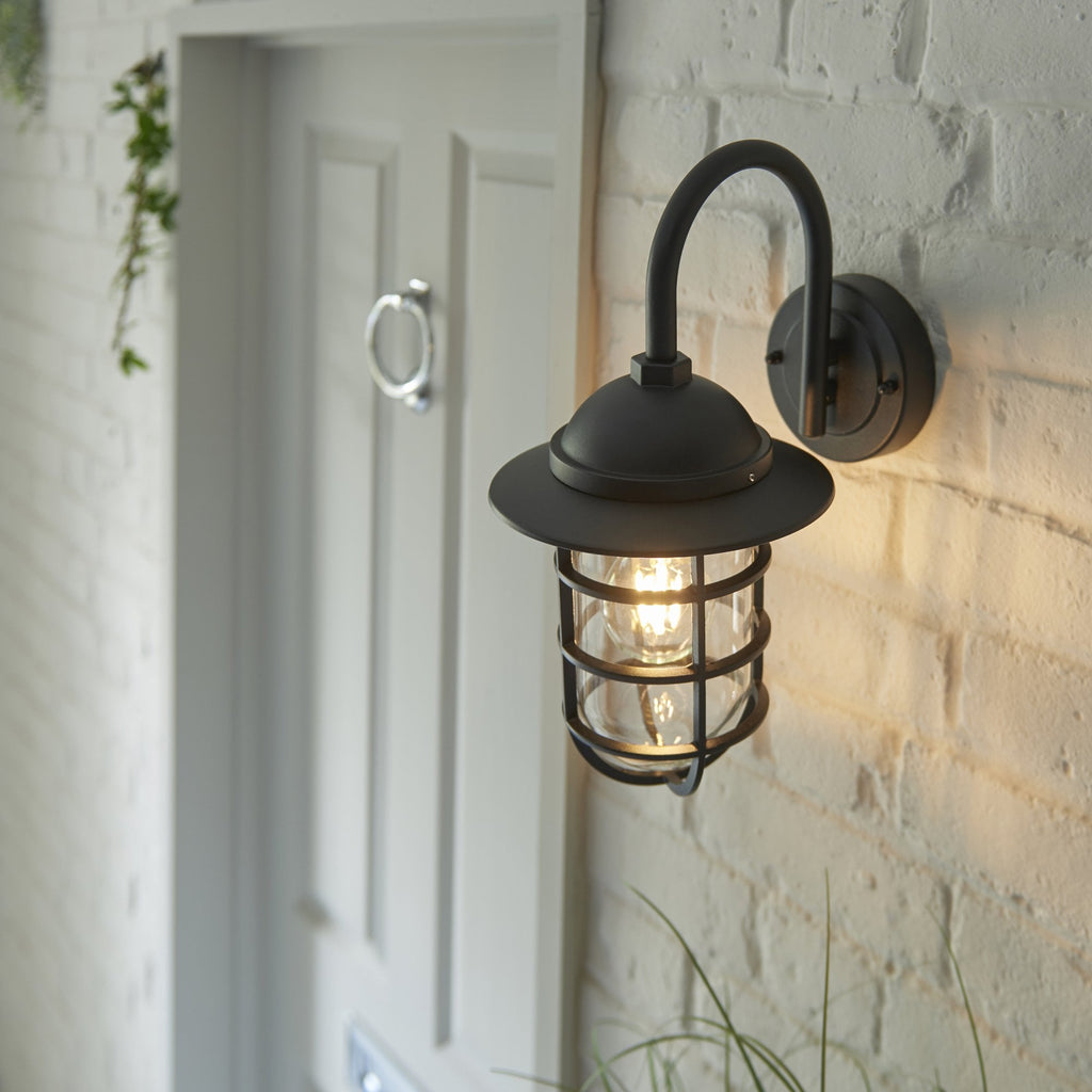 96907 Port 1 Light Outdoor Wall Light Black Clear
