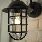 96907 Port 1 Light Outdoor Wall Light Black Clear