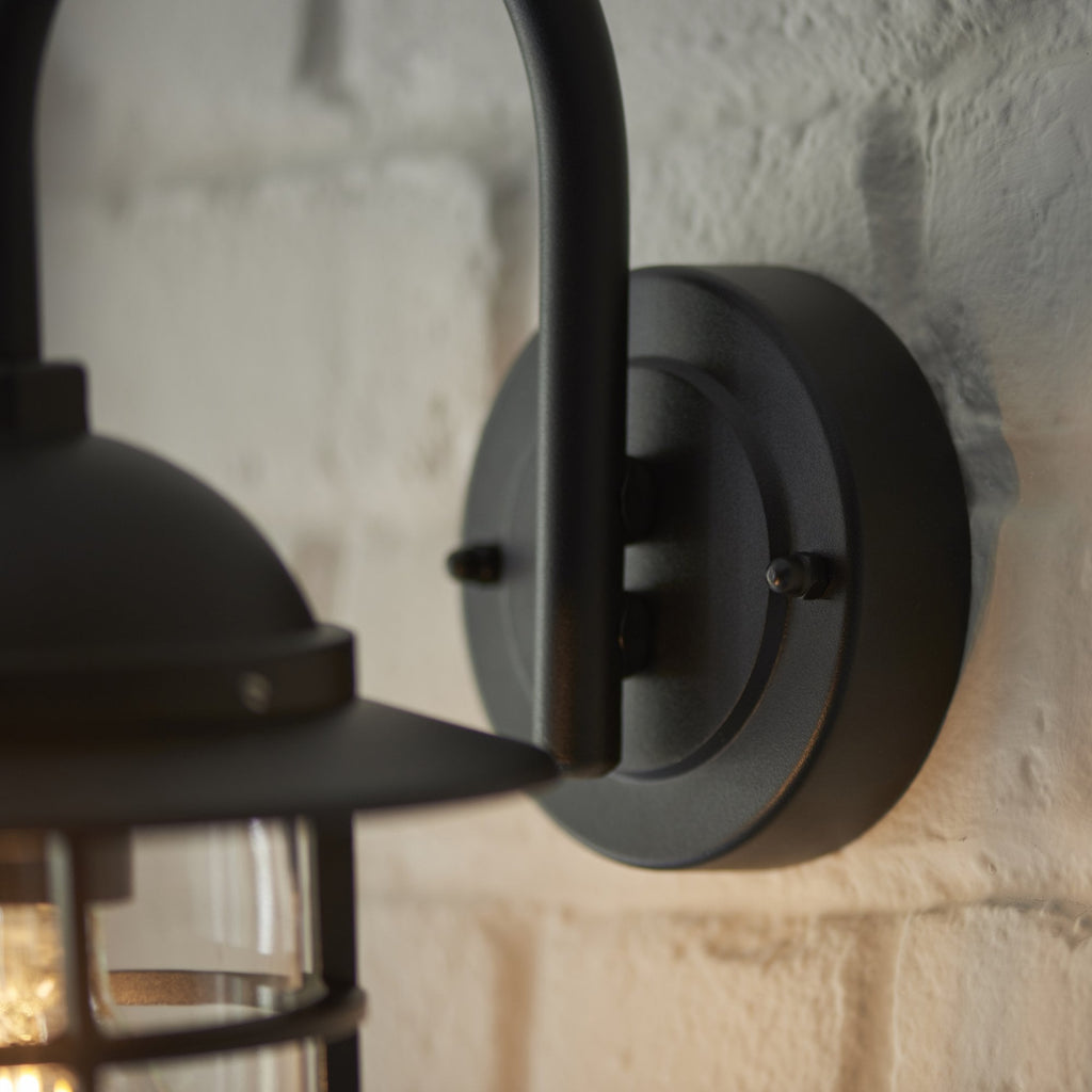 96907 Port 1 Light Outdoor Wall Light Black Clear