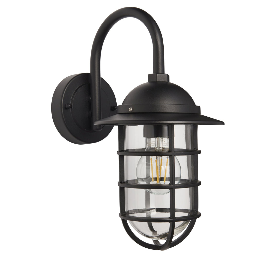 96907 Port 1 Light Outdoor Wall Light Black Clear