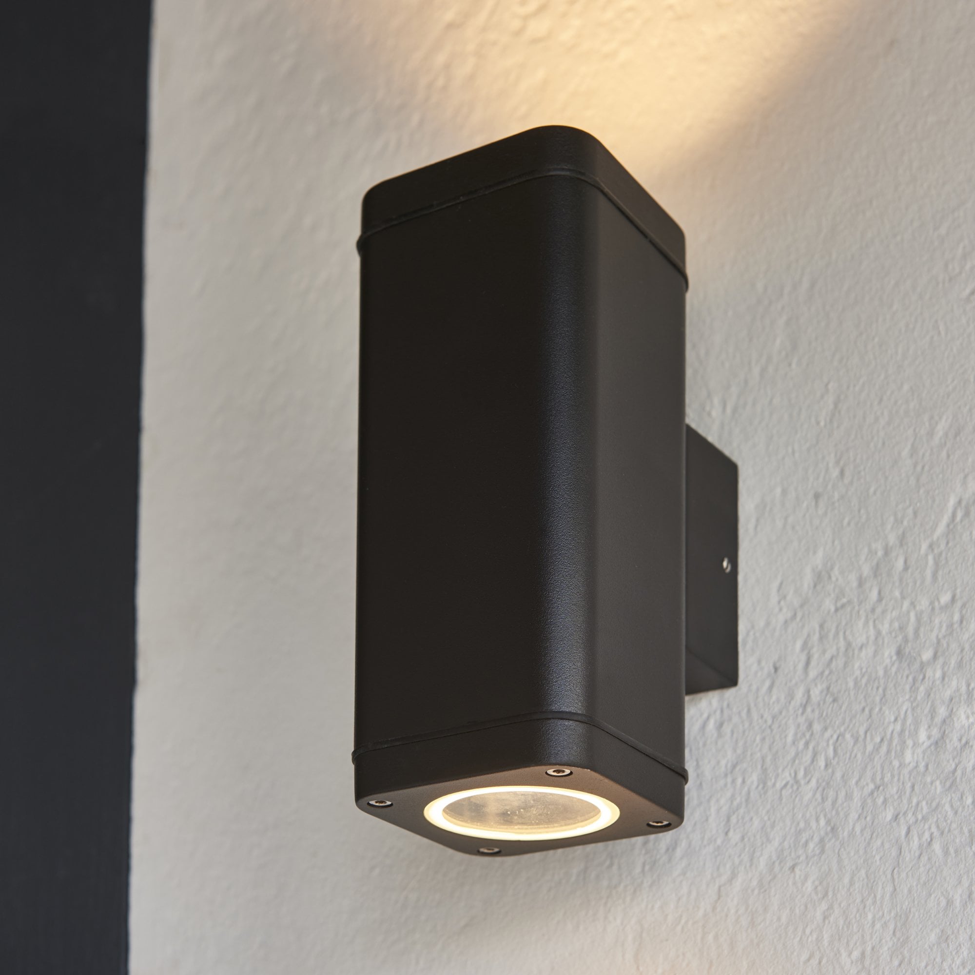 96911 Milton 2 Light Outdoor Wall Light Black Clear