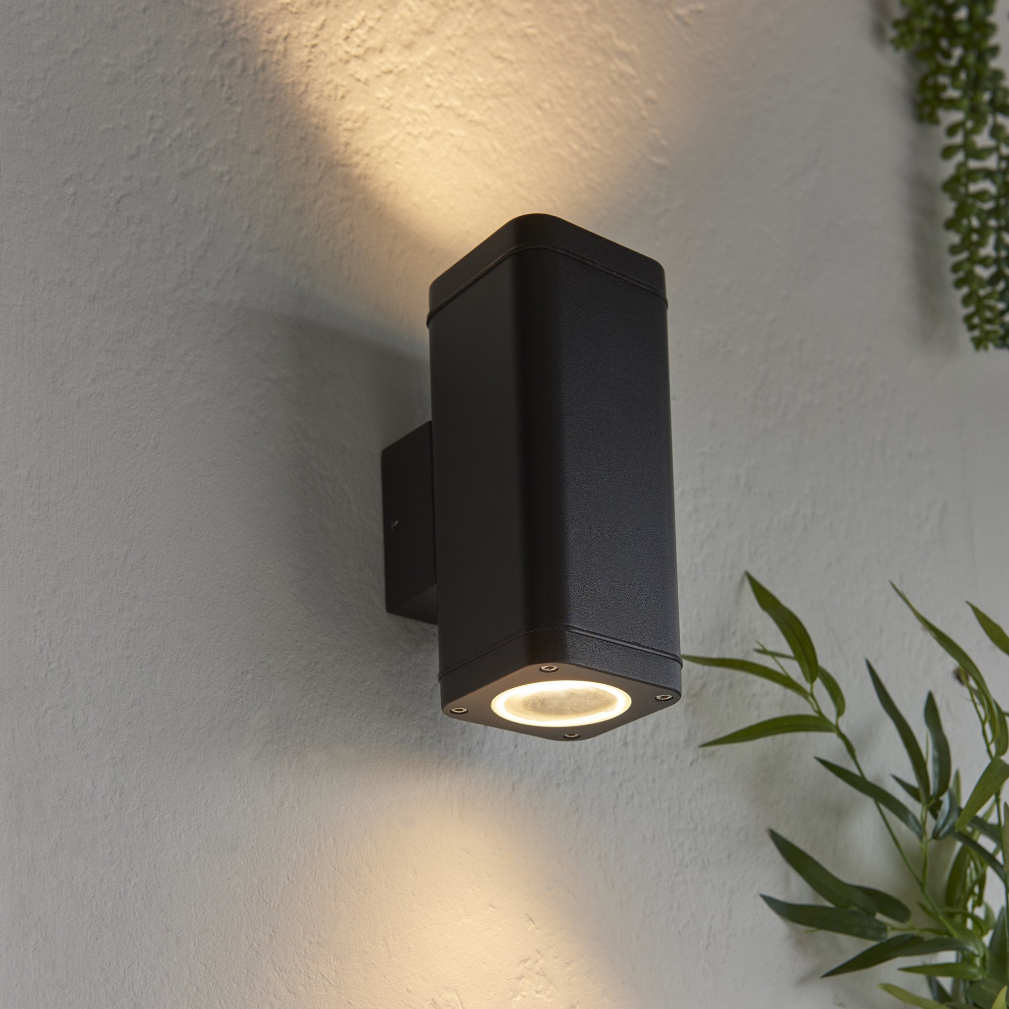 96911 Milton 2 Light Outdoor Wall Light Black Clear