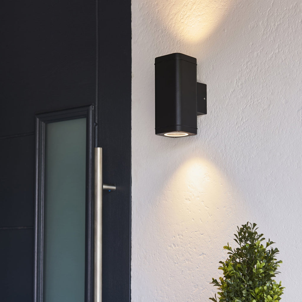 96911 Milton 2 Light Outdoor Wall Light Black Clear