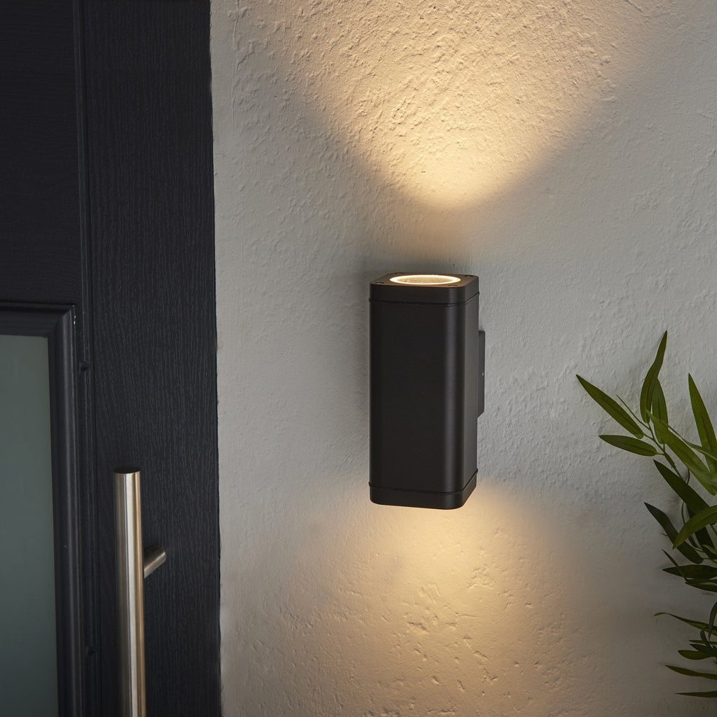 96911 Milton 2 Light Outdoor Wall Light Black Clear