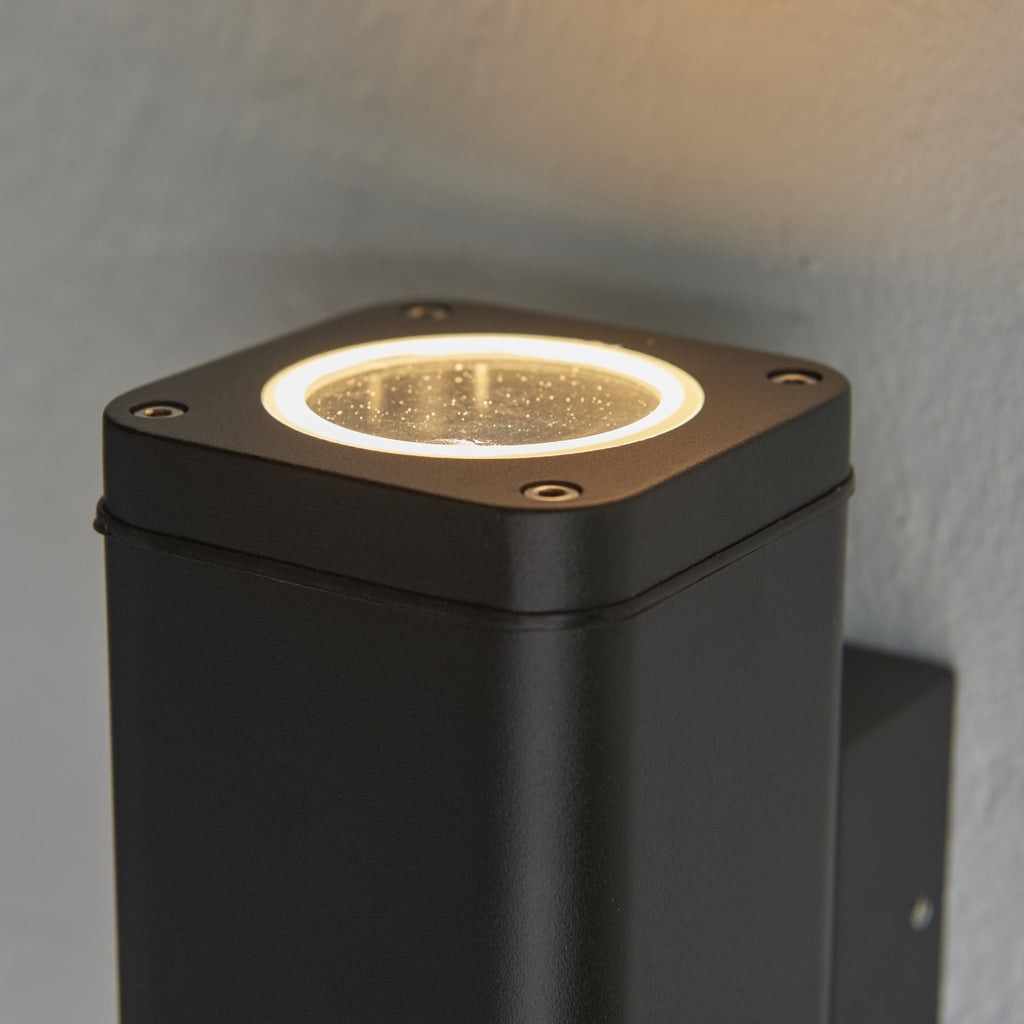 96911 Milton 2 Light Outdoor Wall Light Black Clear