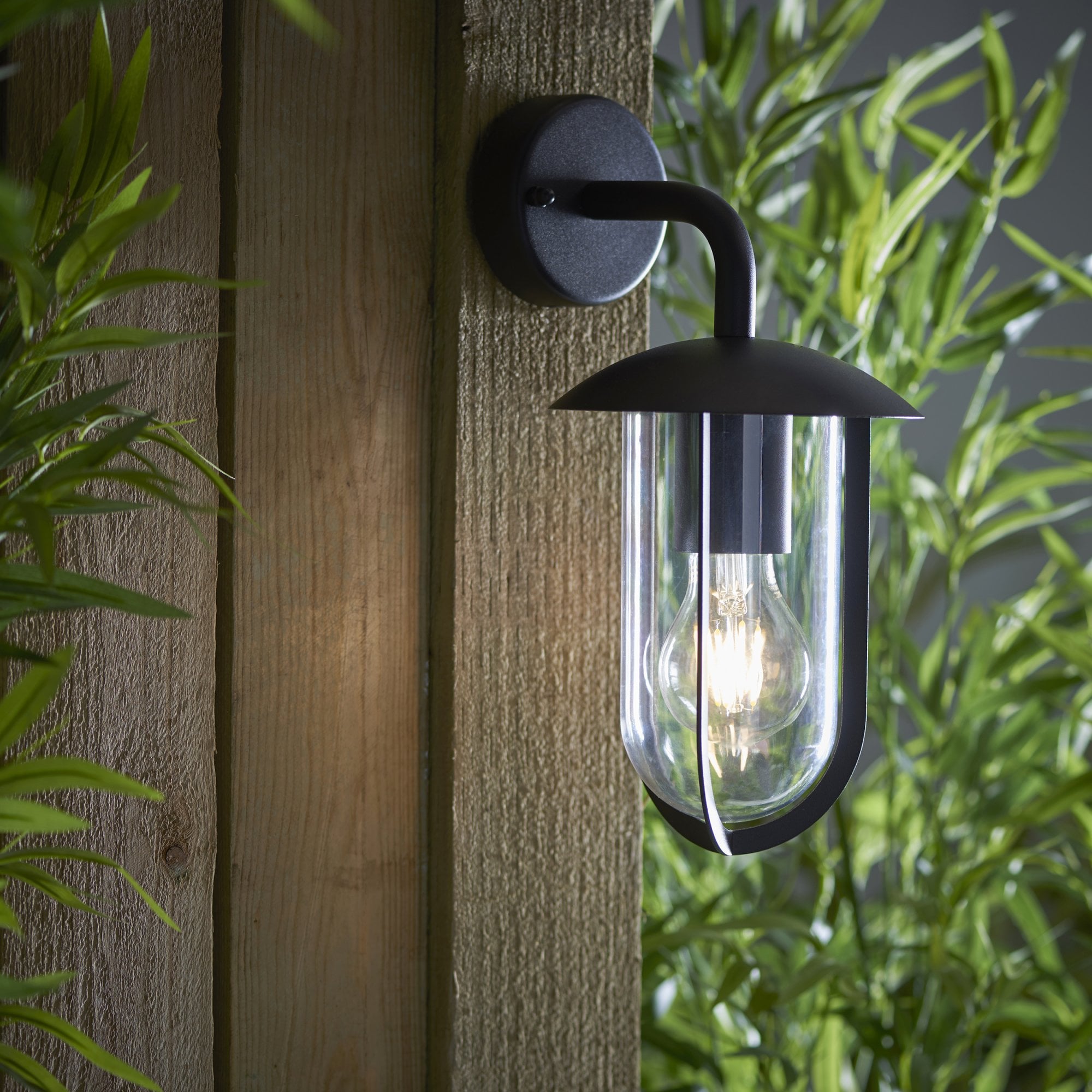 96922 Quinn 1 Light Outdoor Wall Light Black Clear