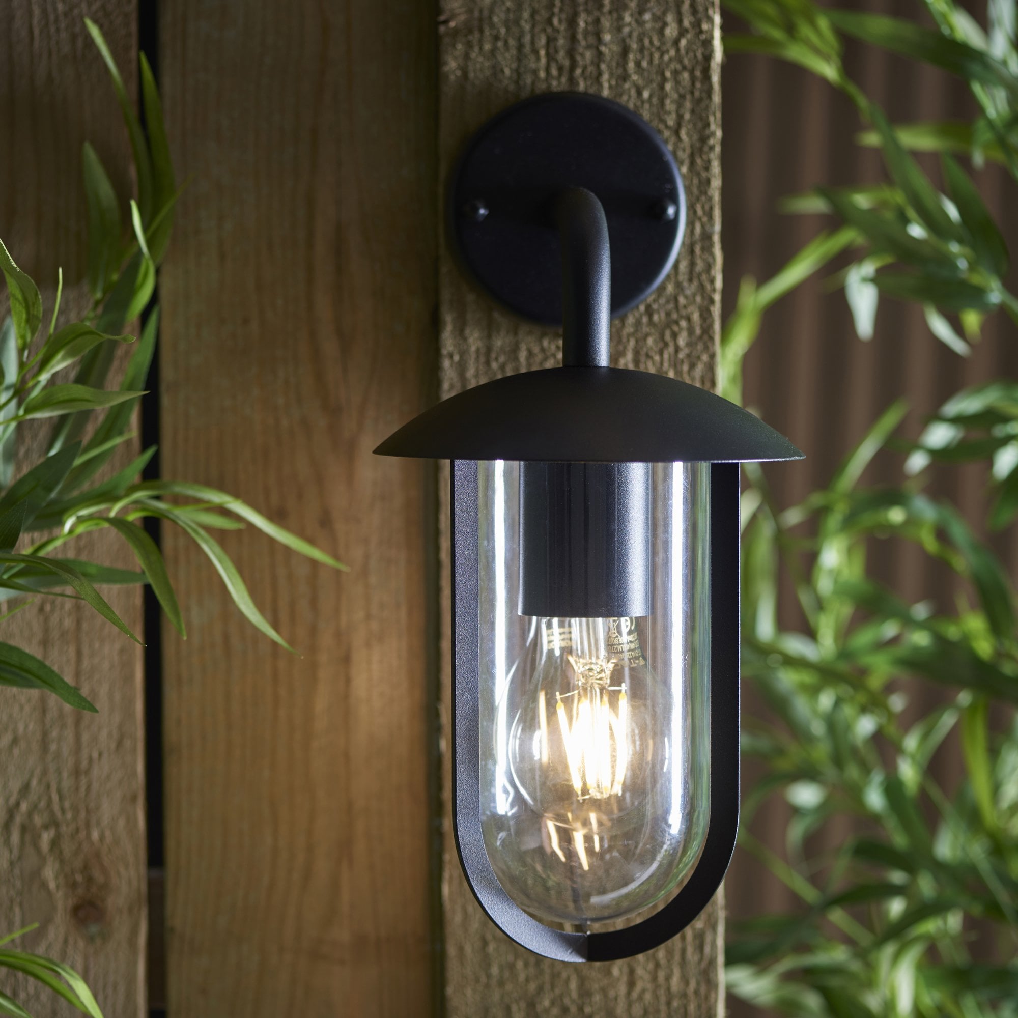 96922 Quinn 1 Light Outdoor Wall Light Black Clear