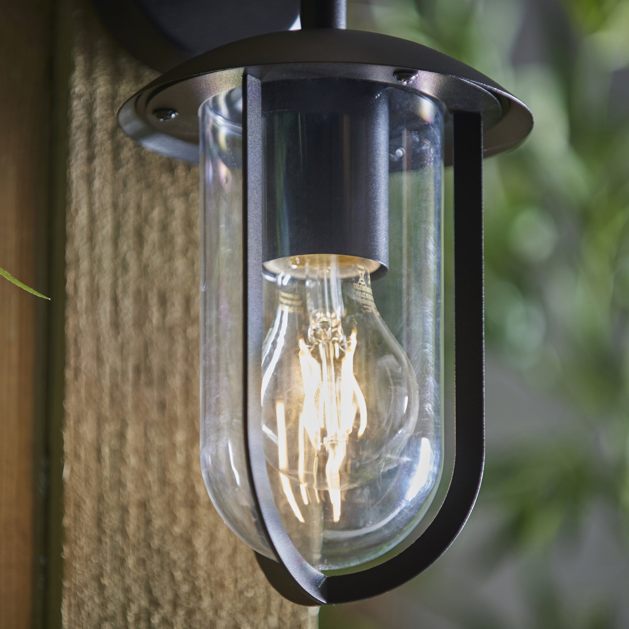 96922 Quinn 1 Light Outdoor Wall Light Black Clear