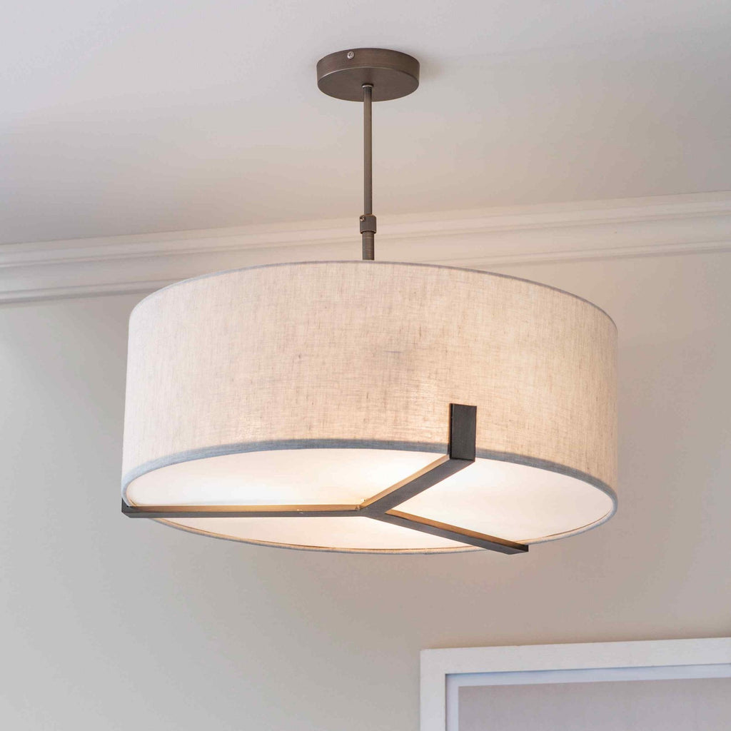 72635 Hayfield 3 Light Pendant Bronze Linen (S)