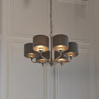 94381 Highclere 6 Light Pendant Nickel Grey