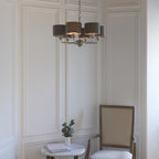 94381 Highclere 6 Light Pendant Nickel Grey