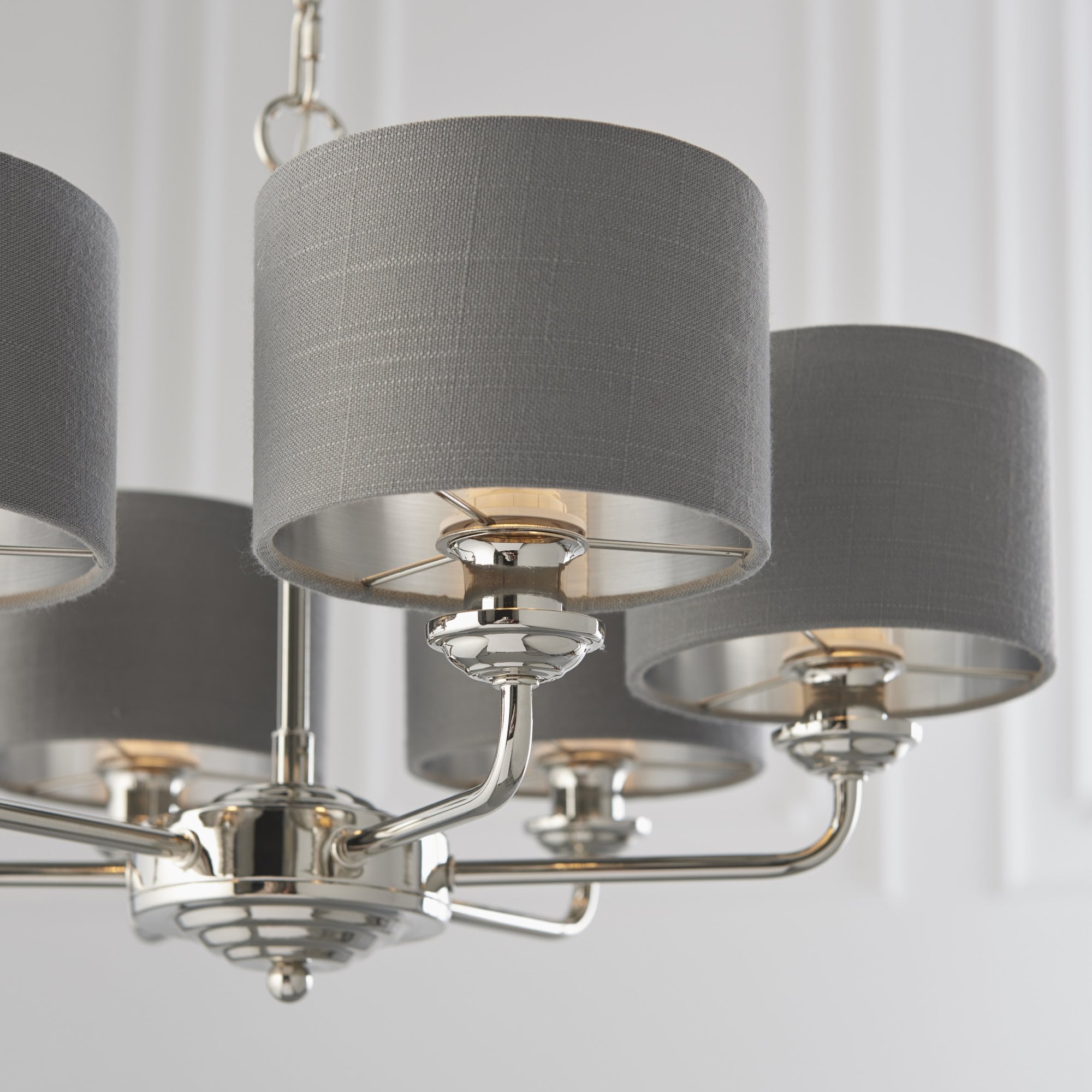 94381 Highclere 6 Light Pendant Nickel Grey