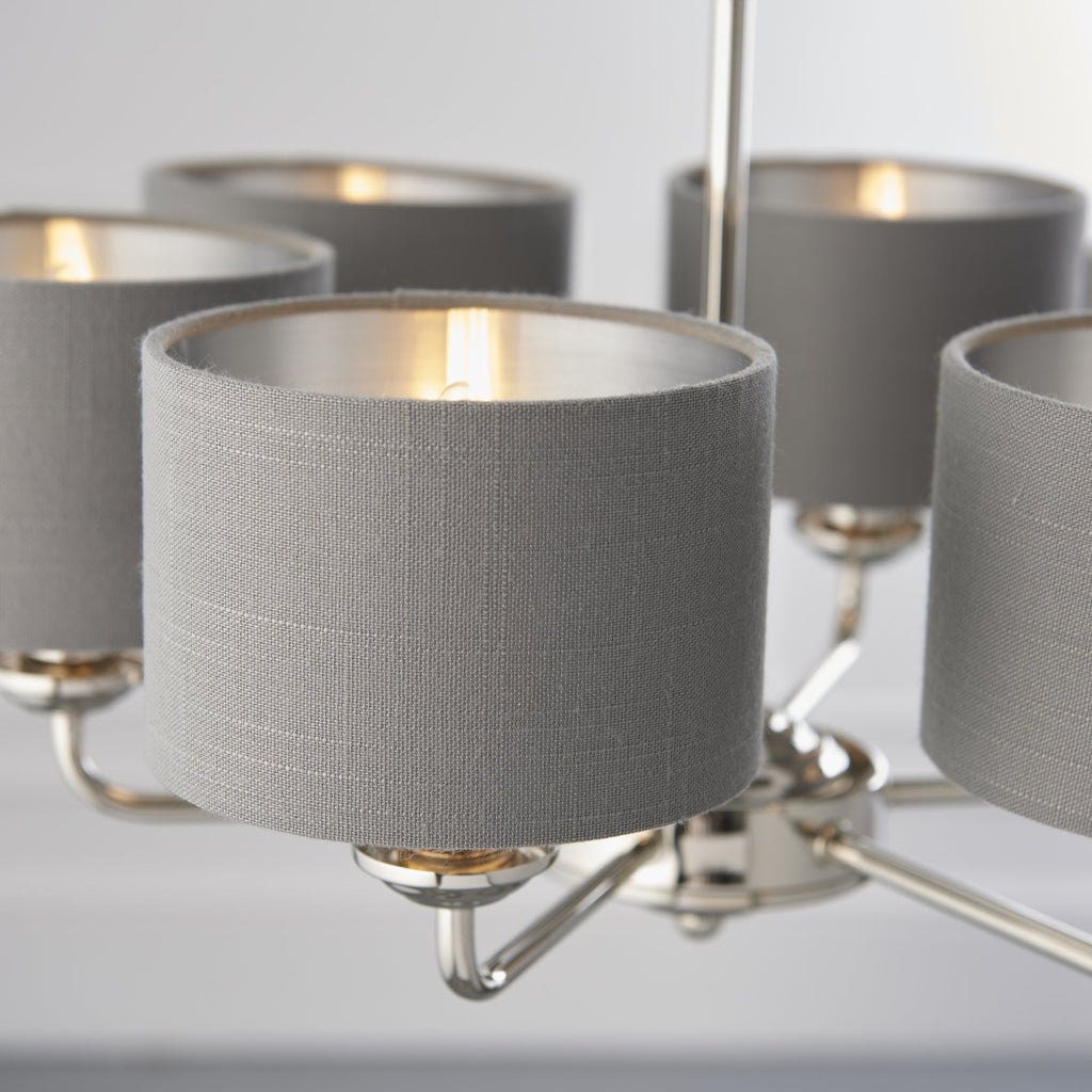 94381 Highclere 6 Light Pendant Nickel Grey