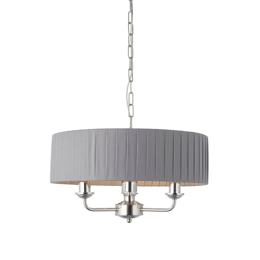 94394 Highclere 3 Light Pendant Nickel Grey