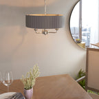 94394 Highclere 3 Light Pendant Nickel Grey