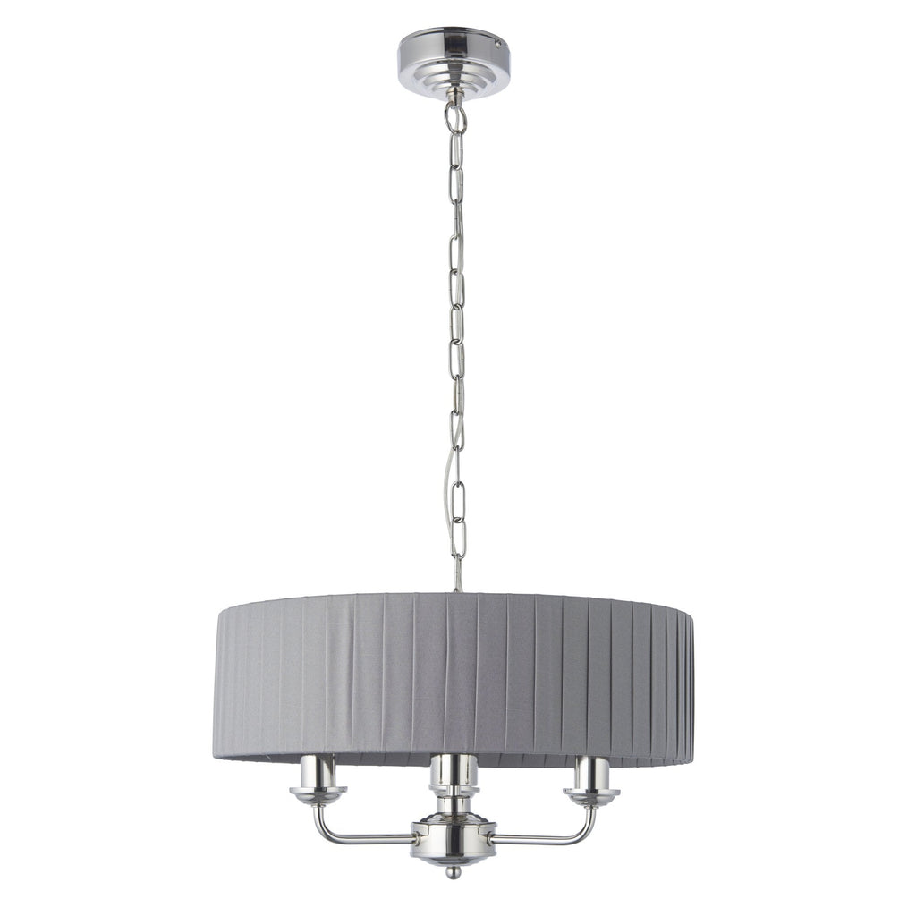 94394 Highclere 3 Light Pendant Nickel Grey