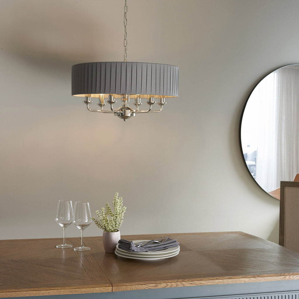 94397 Highclere 6 Light Pendant Nickel Grey