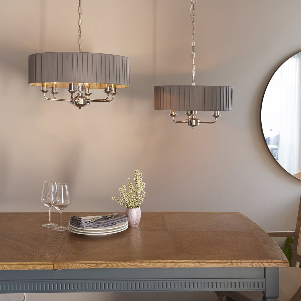 94397 Highclere 6 Light Pendant Nickel Grey