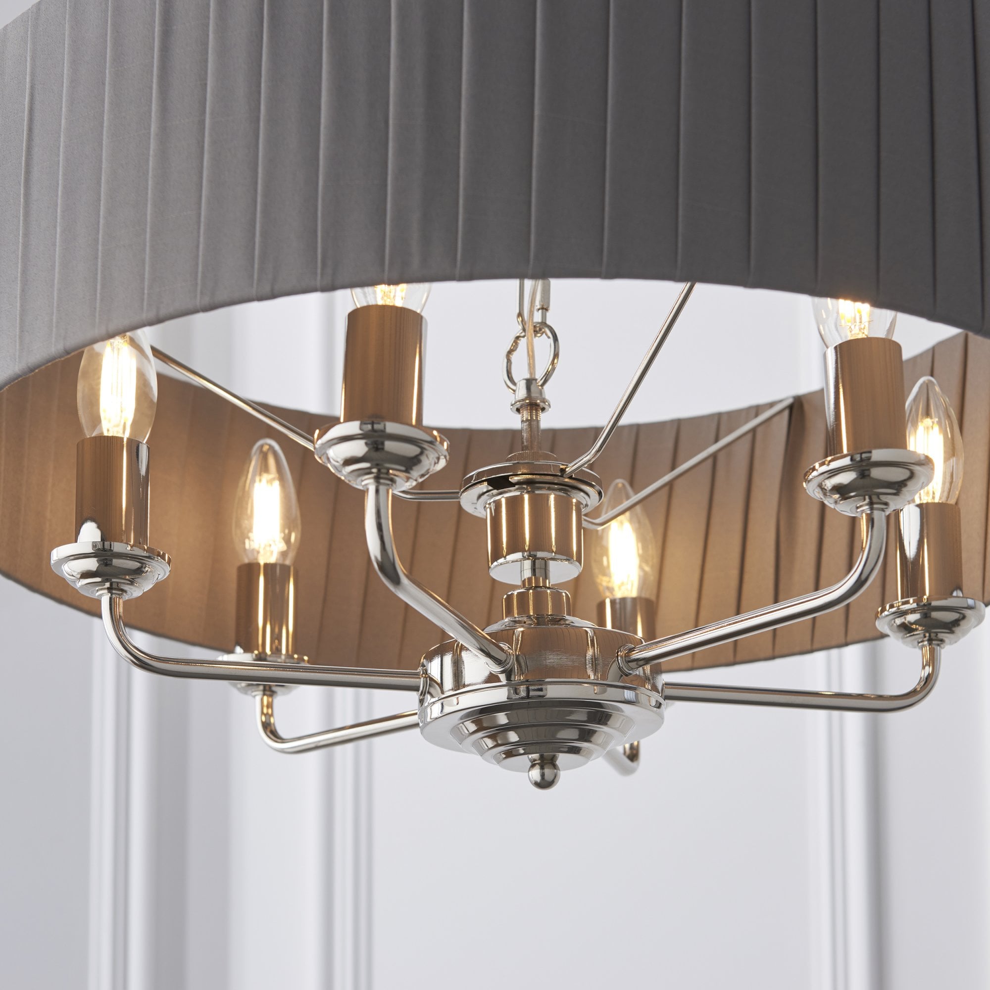 94397 Highclere 6 Light Pendant Nickel Grey