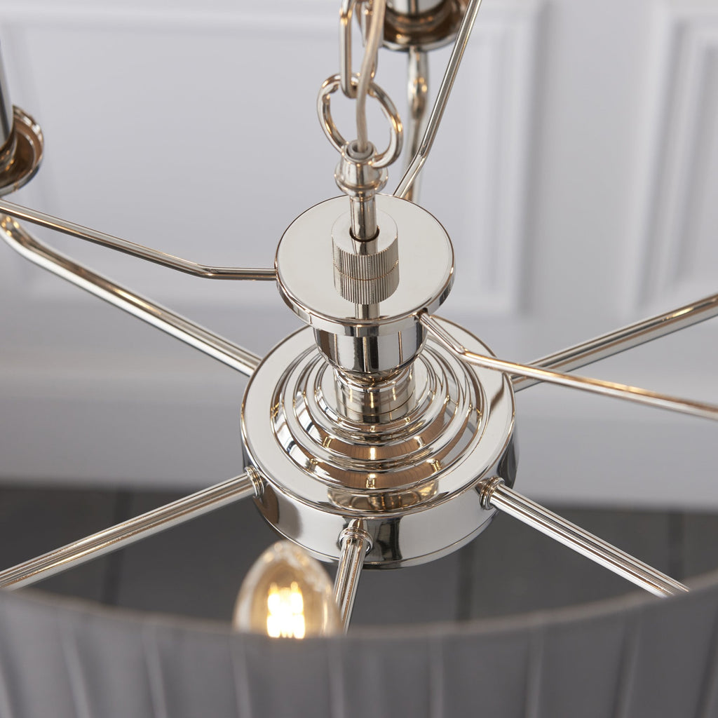 94397 Highclere 6 Light Pendant Nickel Grey