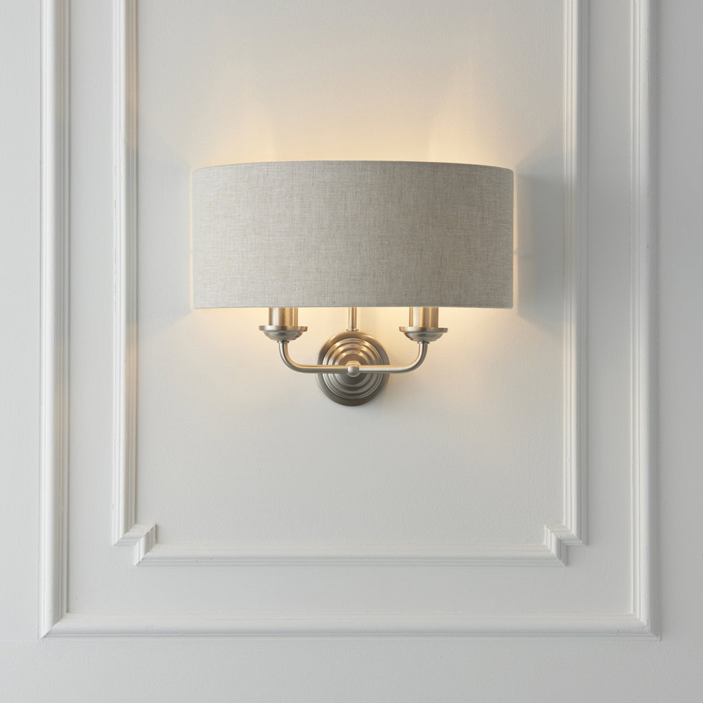 94403 Highclere 2 Light Wall Light Chrome Linen