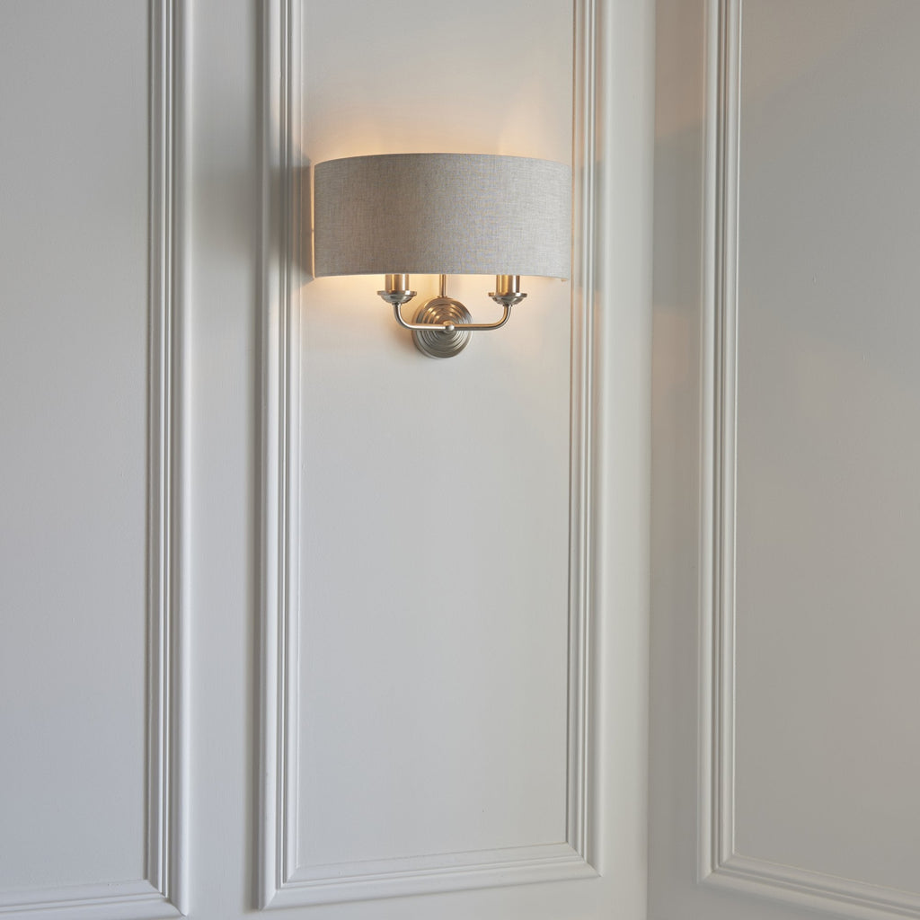 94403 Highclere 2 Light Wall Light Chrome Linen